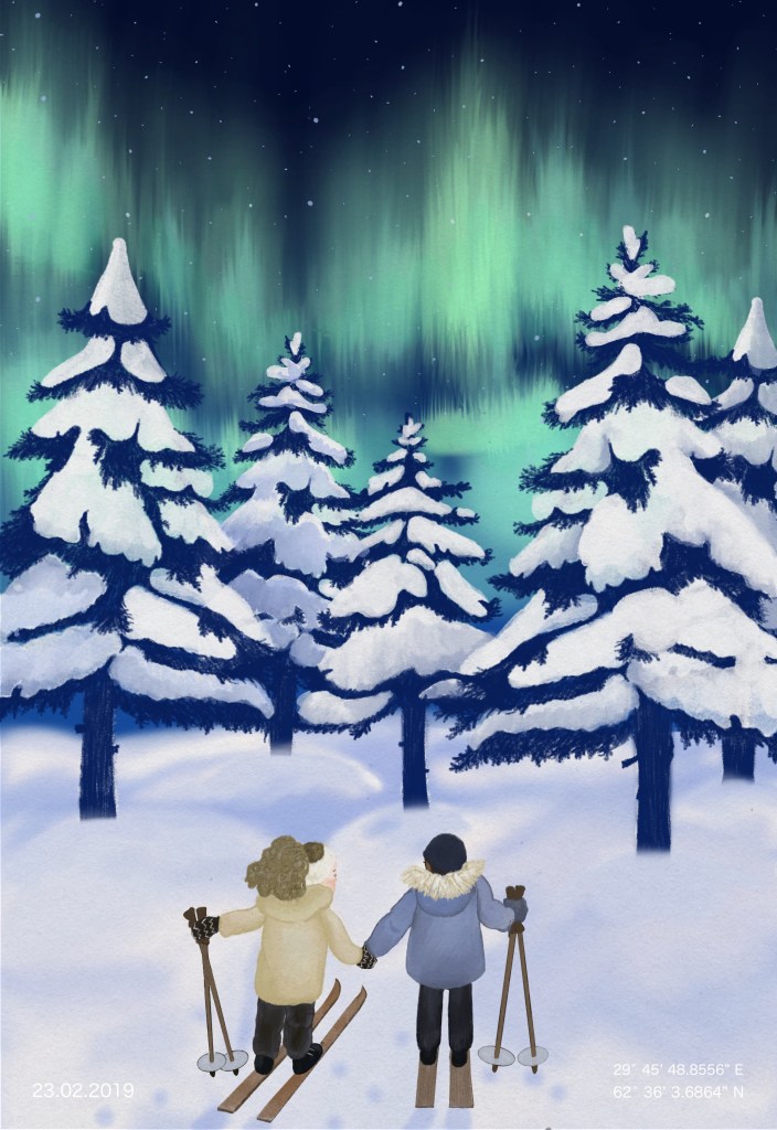 Northern lights illustration